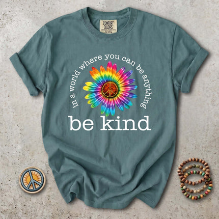 Comfort Colors Be Kind Tie Dye Flower Peace Hippie T-Shirt