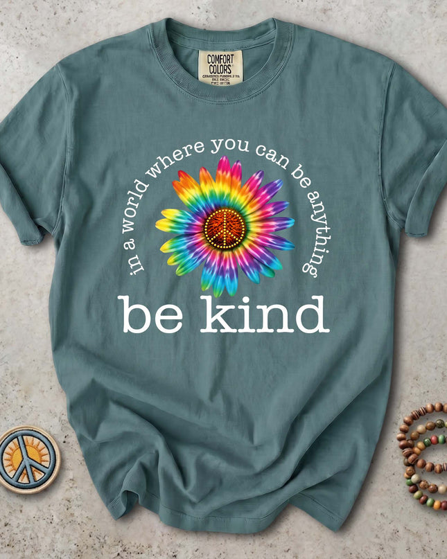 Comfort Colors Be Kind Tie Dye Flower Peace Hippie T-Shirt