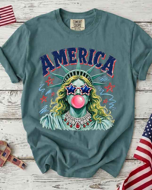 Comfort Colors Liberty of Freedom Patriotic America Lady Liberty T-Shirt