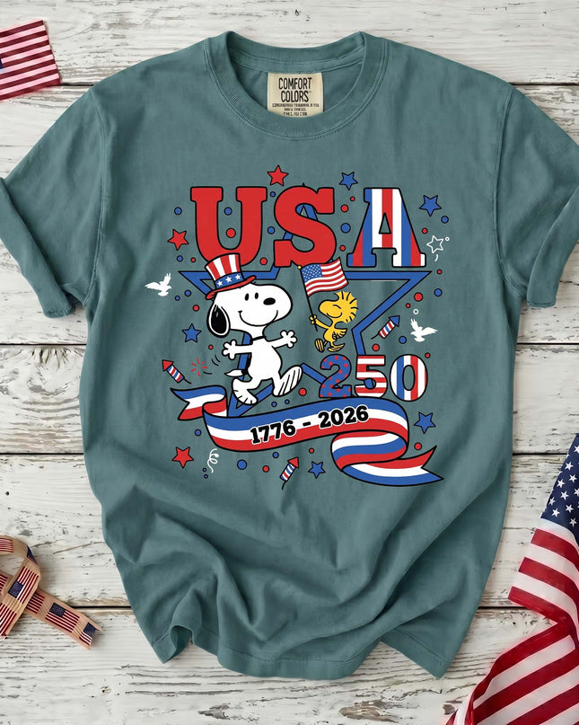 SEAFOAM_eade6389-fde1-4bb8-8e65-9ccb7038793a - AuraNations - Comfort Colors USA 250 Years 1776-2026 Patriotic Star Dog T-Shirt - Seafoam / S - 250TH ANNIVERSARY, ALL, COMFORT COLORS, NO CUSTOM, PRODUCTS, SNPY, TSHIRT
