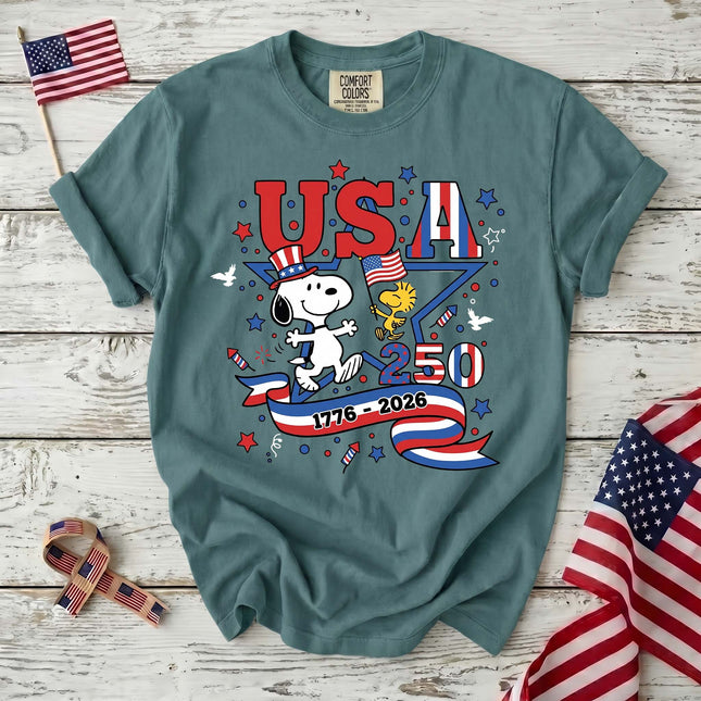 Comfort Colors USA 250 Years 1776-2026 Patriotic Star Dog T-Shirt