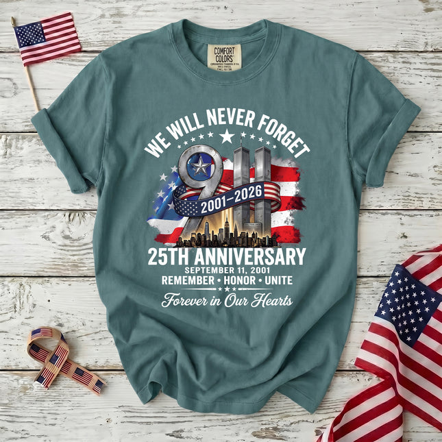 Comfort Colors 25th Anniversary Patriot Day 911 Memorial Tribute T-Shirt
