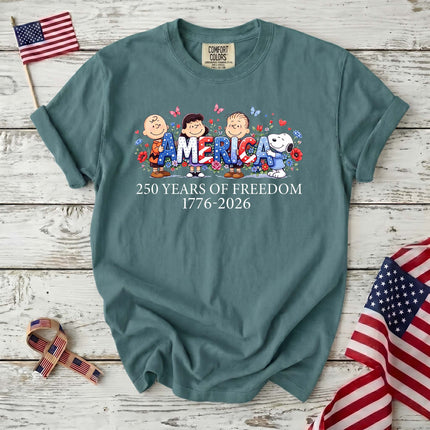 Comfort Colors America 250 Years Of Freedom Floral Friends T-Shirt