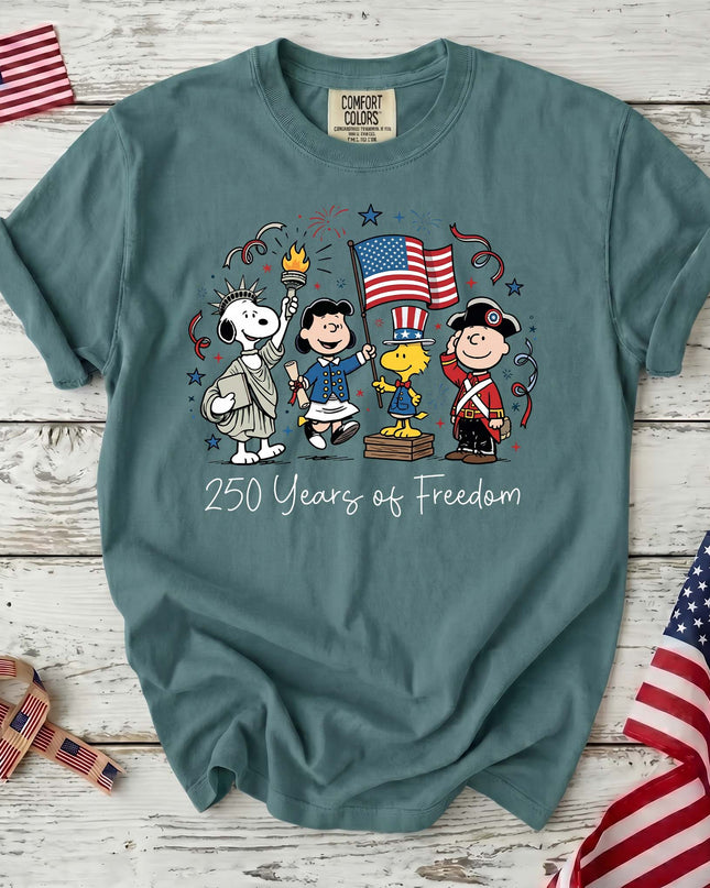SEAFOAM_f65f2d1a-08e0-460d-b8c4-ab6f19a9158b - AuraNations - Comfort Colors 250 Years Of Freedom Patriotic Historical Costumes T-Shirt - Seafoam / S - 250TH ANNIVERSARY, ALL, COMFORT COLORS, NO CUSTOM, PRODUCTS, SNPY, TSHIRT