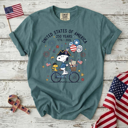 Comfort Colors 250th Anniversary USA Colonial Dog Bicycle T-Shirt