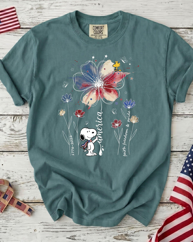 SEAFOAM_fa6dc293-c89a-4f64-82fa-6943fa9c43f4 - AuraNations - Comfort Colors America Watercolor Flag Floral Faith Freedom Dog T-Shirt - Seafoam / S - 250TH ANNIVERSARY, ALL, COMFORT COLORS, NO CUSTOM, PRODUCTS, SNPY, TSHIRT