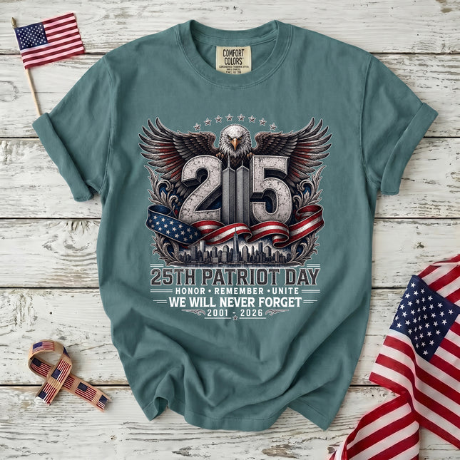 Comfort Colors 25th Anniversary Patriot Day 911 Eagle Honor Remember Unite T-Shirt