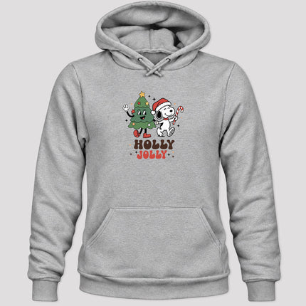 Holly Jolly Christmas Tree Candy Cane Retro Hoodie