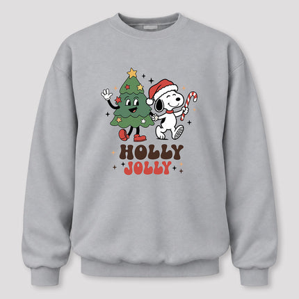 Holly Jolly Christmas Tree Candy Cane Retro Sweatshirt