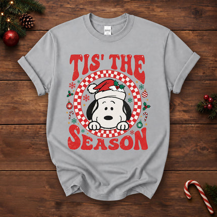 Tis The Season Christmas Retro Checkered Santa Hat T-Shirt