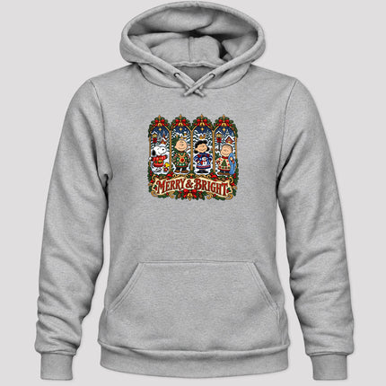 Merry and Bright Christmas Vintage Winter Village Hoodie