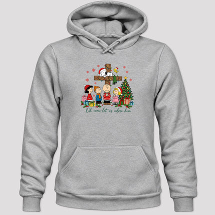 Oh Come Let Us Adore Him Christmas Cross Hoodie