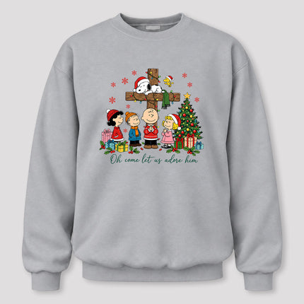 Oh Come Let Us Adore Him Christmas Cross Sweatshirt
