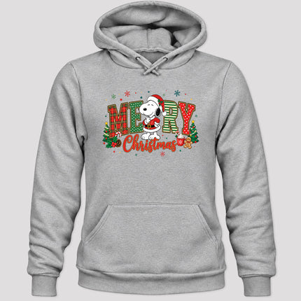 Merry Christmas Plaid Lettering Holiday Trees Hoodie