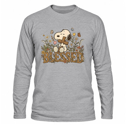Blessed Christian Floral Cross Christmas Gift Long Sleeve T-Shirt