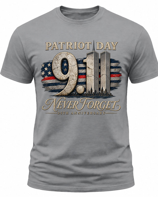 9/11 Patriot Day Never Forget 25th Anniversary September 11 Memorial T-Shirt