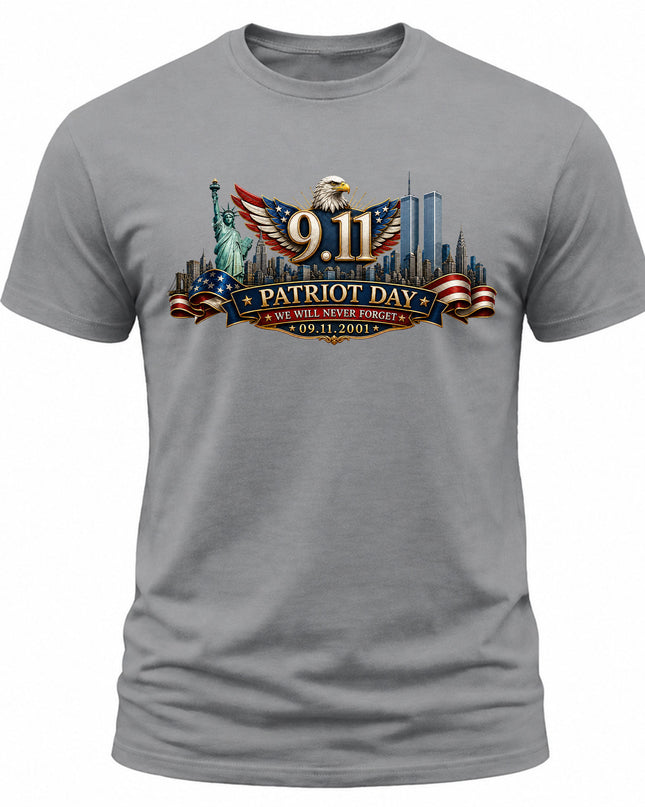 9/11 Patriot Day Never Forget American Eagle September 11 Memorial T-Shirt