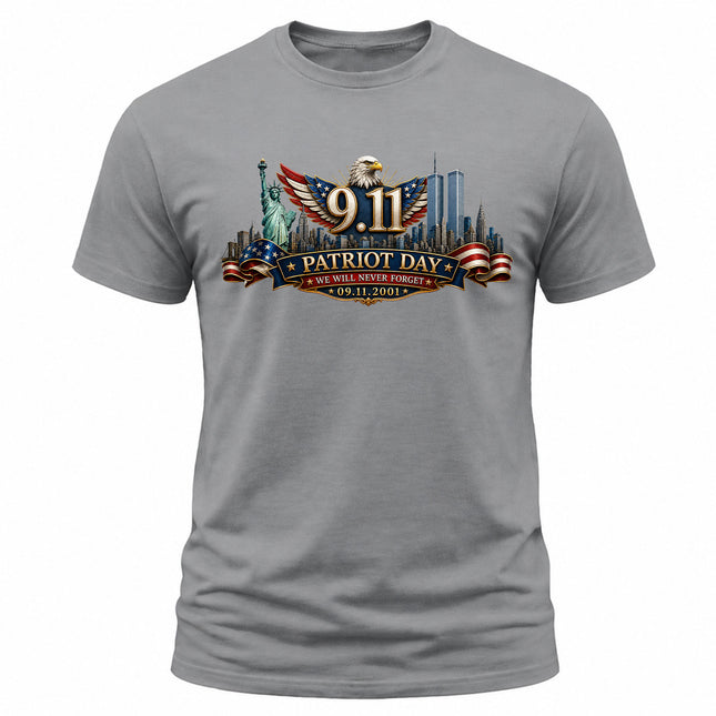 9/11 Patriot Day Never Forget American Eagle September 11 Memorial T-Shirt