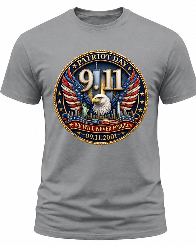 9/11 Patriot Day Never Forget American Eagle September 11 Memorial T-Shirt