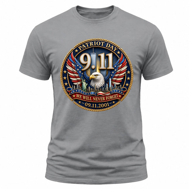 9/11 Patriot Day Never Forget American Eagle September 11 Memorial T-Shirt