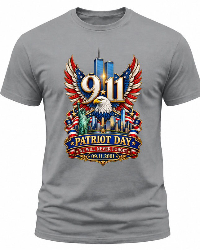 9/11 Patriot Day Never Forget September 11 Memorial American Eagle T-Shirt