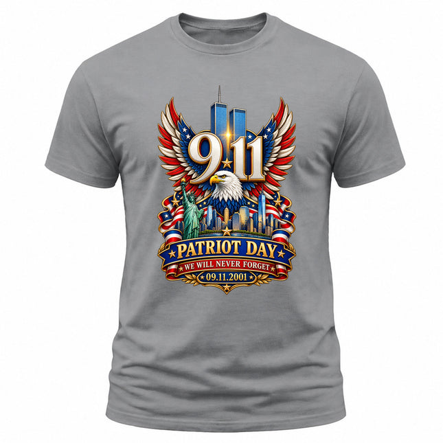 9/11 Patriot Day Never Forget September 11 Memorial American Eagle T-Shirt