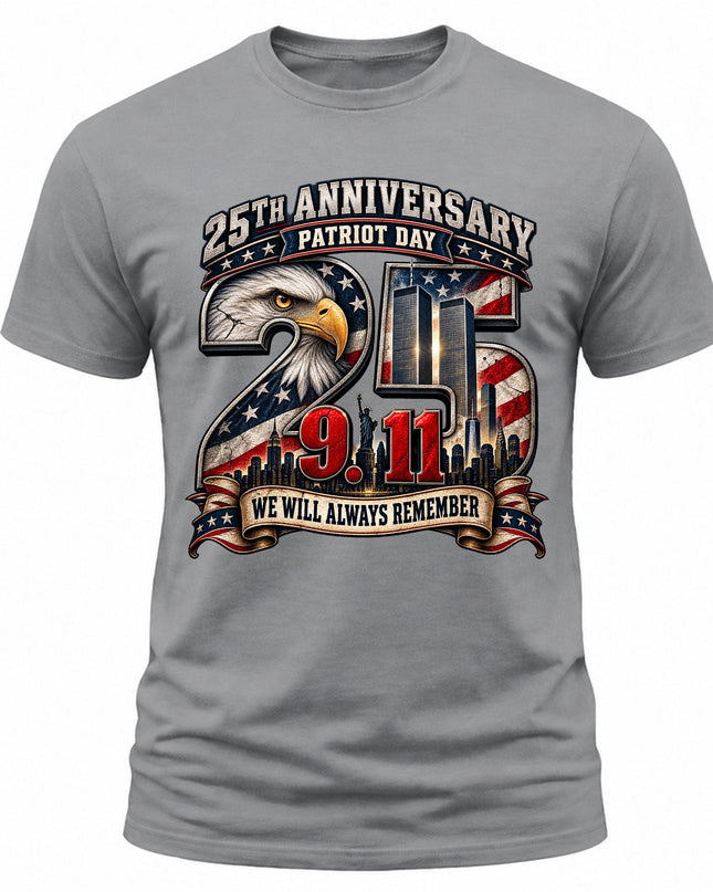 9/11 25th Anniversary Patriot Day We Will Always Remember Memorial T-Shirt