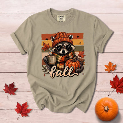 Comfort Colors Cute Raccoon Fall Pumpkin Thanksgiving T-Shirt