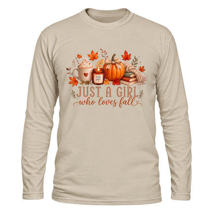 Just a Girl Who Loves Fall Pumpkin Cozy Autumn Long Sleeve T-Shirt