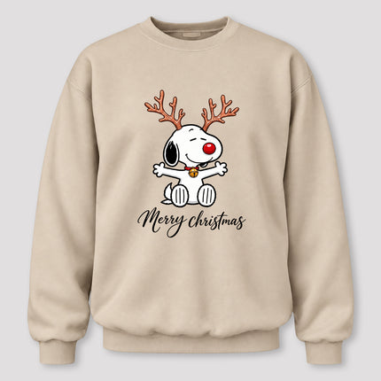 Merry Christmas Reindeer Antlers Red Nose Sweatshirt