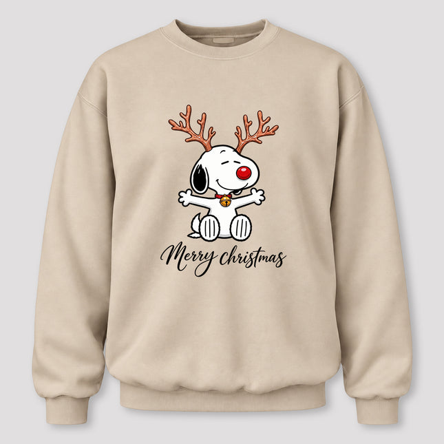 Merry Christmas Reindeer Antlers Red Nose Sweatshirt