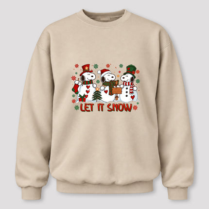 Let It Snow Christmas Snowman Trio Holiday Graphic Sweatshirt