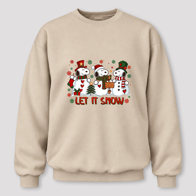 Let It Snow Christmas Snowman Trio Holiday Graphic Sweatshirt