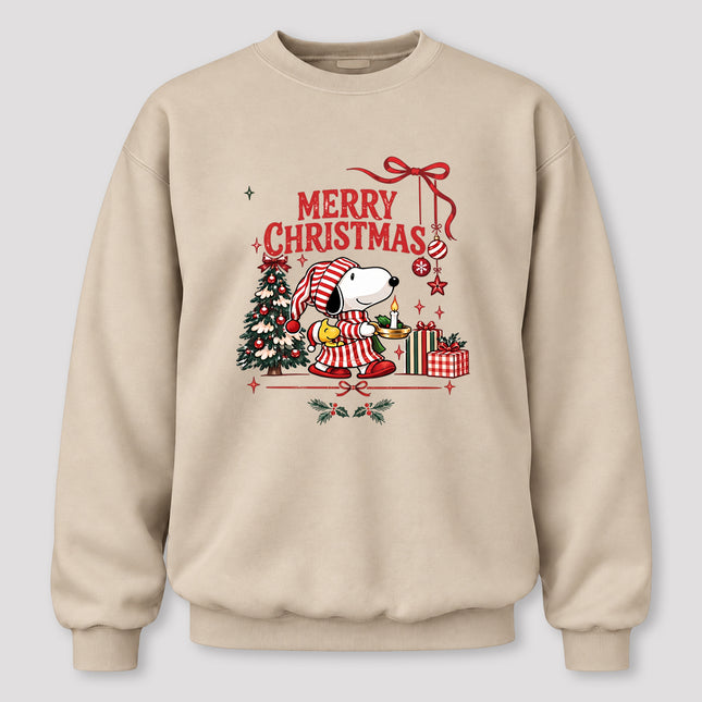 Merry Christmas Candlelight Tree Holiday Graphic Sweatshirt