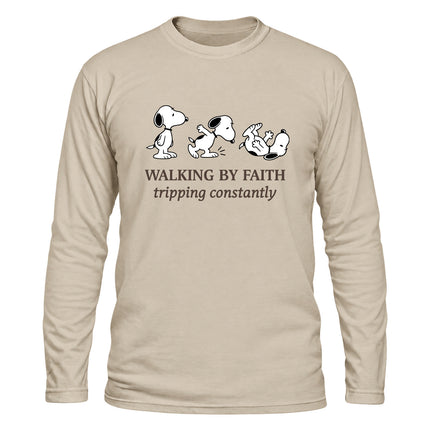 Walking By Faith Tripping Constantly Funny Christian Christmas Gift Long Sleeve T-Shirt