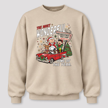 Christmas Tree Farm Vintage Car Most Wonderful Time Sweatshirt