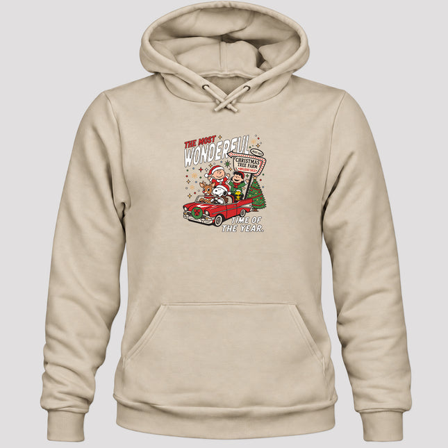 Christmas Tree Farm Vintage Car Most Wonderful Time Hoodie