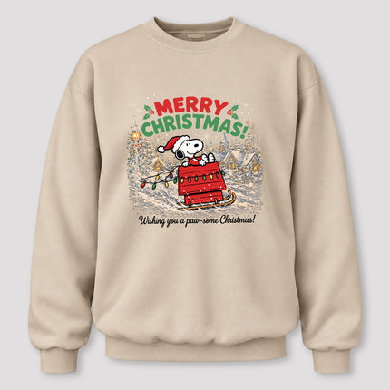Merry Christmas Snowy Village Festive Sled Sweatshirt