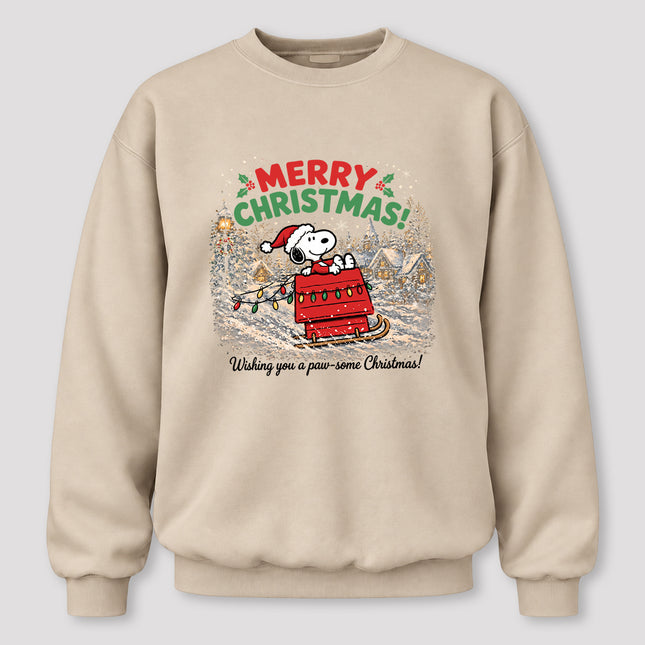 Merry Christmas Snowy Village Festive Sled Sweatshirt