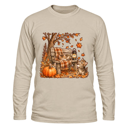 Cozy Fall Porch Pumpkin Lantern Autumn Long Sleeve T-Shirt