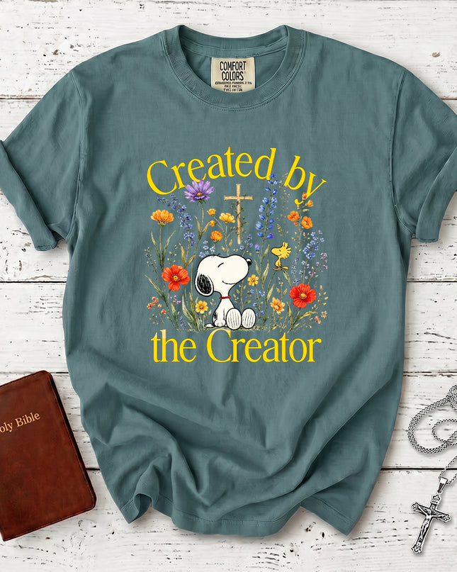 Comfort Colors Created by the Creator Wildflower Cross Christian T-Shirt