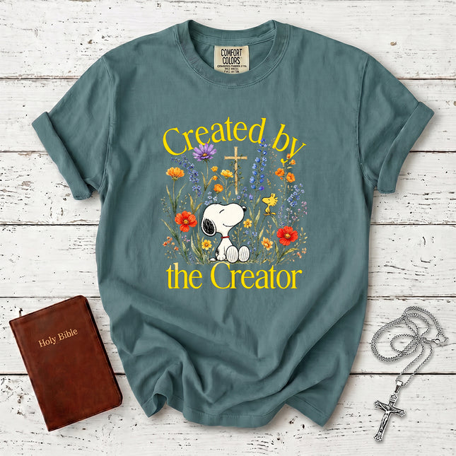 Comfort Colors Created by the Creator Wildflower Cross Christian T-Shirt