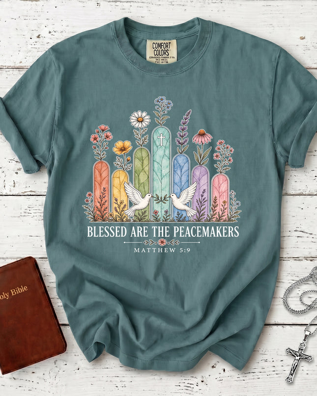 Comfort Colors Blessed Are the Peacemakers Matthew 5:9 Christian Bible Verse T-Shirt