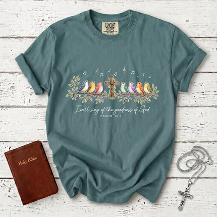 Comfort Colors I Will Sing of the Goodness of God Psalm 89:1 Christian T-Shirt