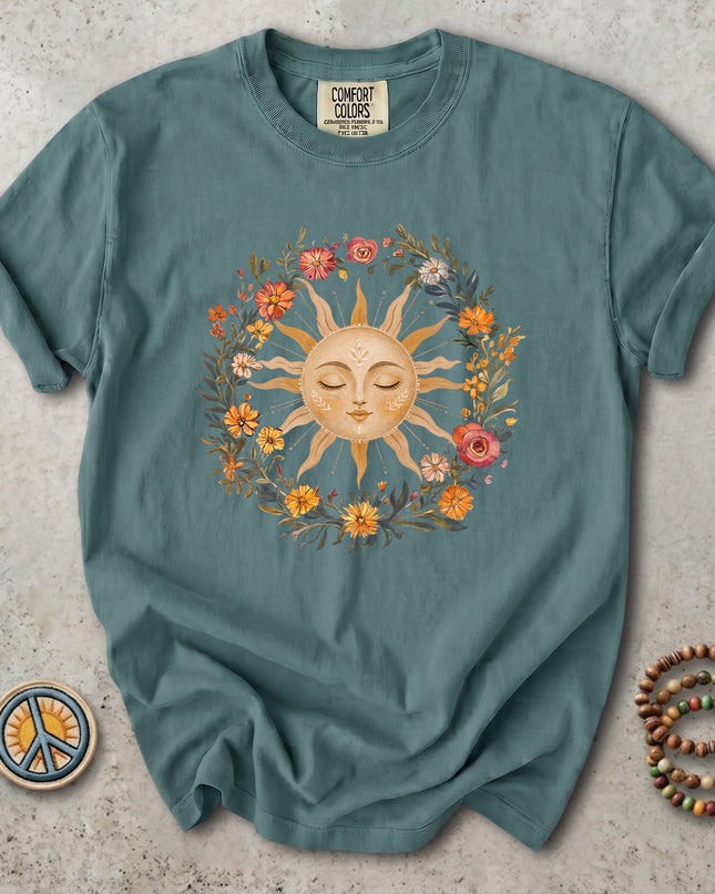 Comfort Colors Celestial Sun Floral Boho T-Shirt