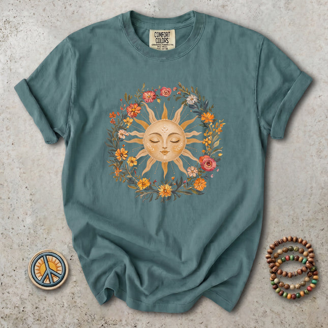 Comfort Colors Celestial Sun Floral Boho T-Shirt