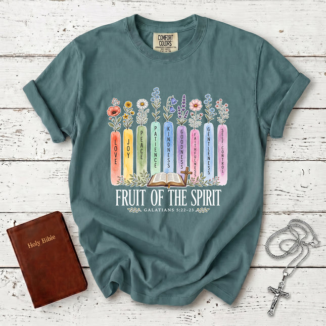 Comfort Colors Fruit of the Spirit Christian Floral Galatians Bible Verse T-Shirt