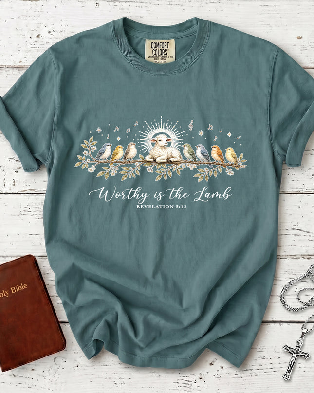 Comfort Colors Worthy Is the Lamb Revelation 5:12 Christian Bible Verse T-Shirt