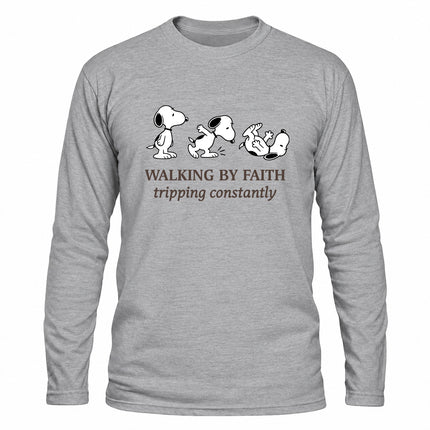 Walking By Faith Tripping Constantly Funny Christian Christmas Gift Long Sleeve T-Shirt
