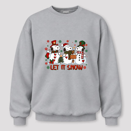 Let It Snow Christmas Snowman Trio Holiday Graphic Sweatshirt